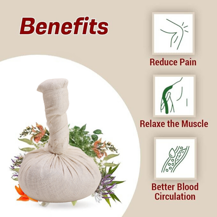 benefits of potali for pain, blood circulation and relief.