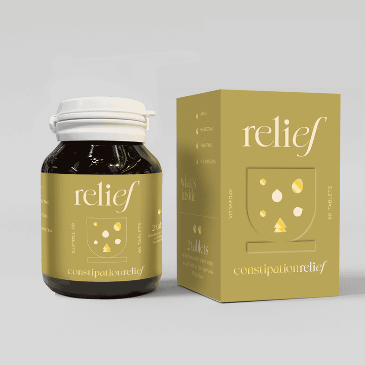 Constipation Relief offers a blend of Deepan, Pachan, Shodhana, and Rasayana properties. 